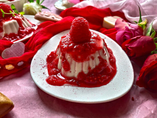 Rose scented Raspberry Panna Cotta