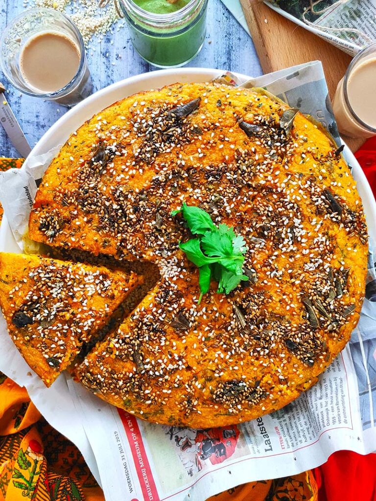 Handvo (Spicy Rice-Lentils Cake) – Sweet & Spice Odyssey